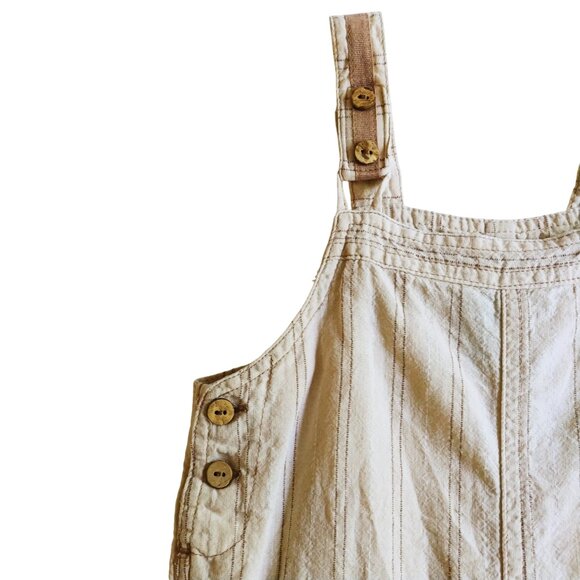 Zip Zap Linen Blend Stripe Camel Romper 12-18 Months - Picture 6 of 10